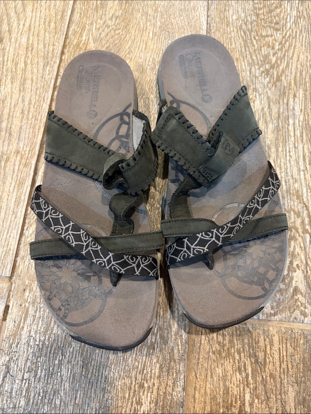 Merrell black/gray q form Strap Sandals with Patterned Webbing Women’s size 10